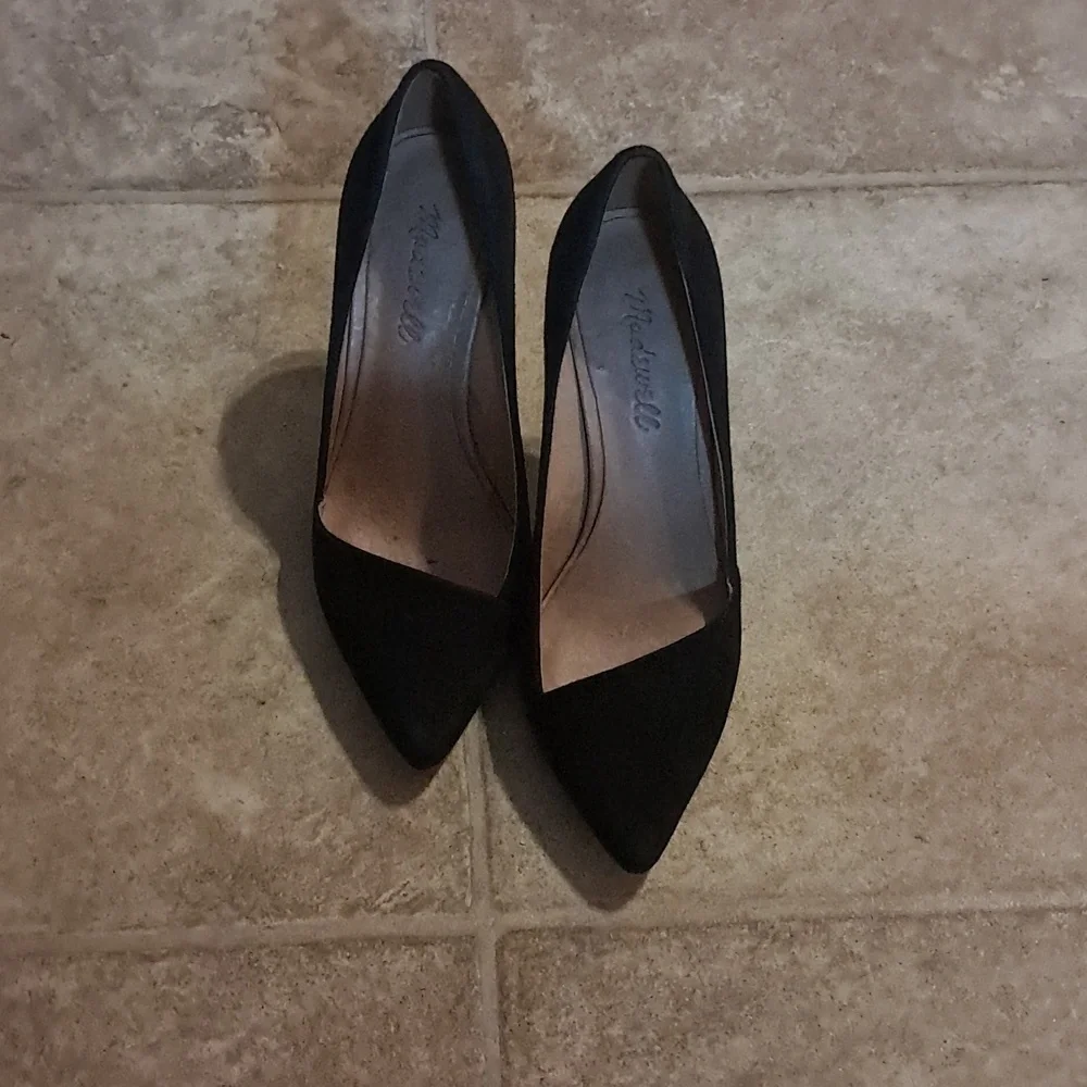 Madewell Mira Heel, Black Suede, Size 6.5